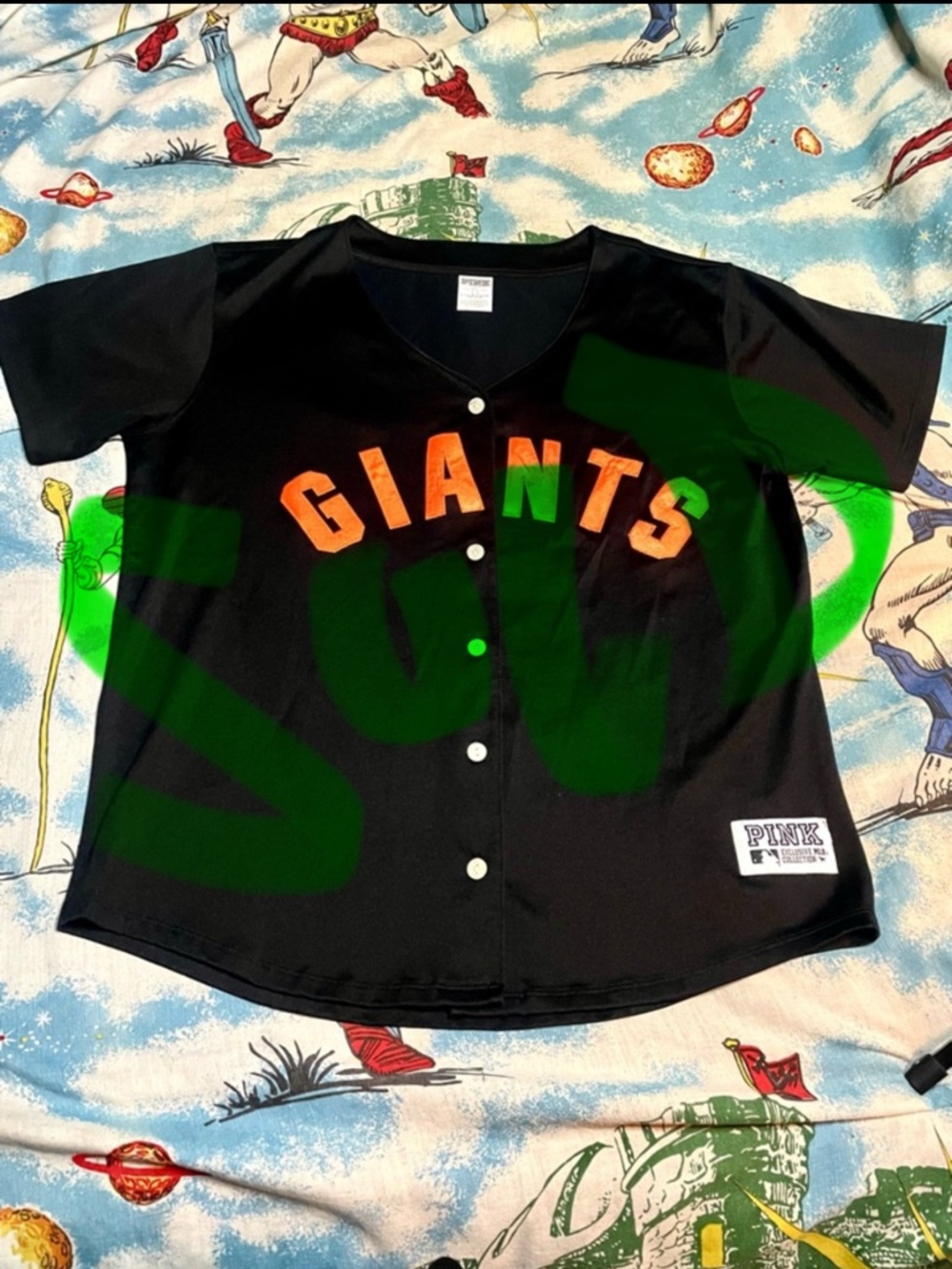 PINK Victoria's Secret Navy Jersey with Orange Giants Logo L